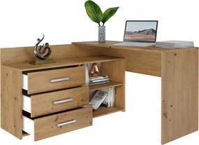 Dany sarok íróasztal polccal, tárolóval, tölgy