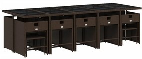 15 részes barna polyrattan kerti ülőgarnitúra párnákkal
