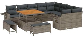 vidaXL Kerti Kanapé Szett 12 pcs Szürke polirattan