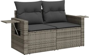 vidaXL 2 személyes szürke polyrattan kerti kanapé párnával