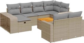 vidaXL 11 részes bézs polyrattan kerti ülőgarnitúra párnákkal
