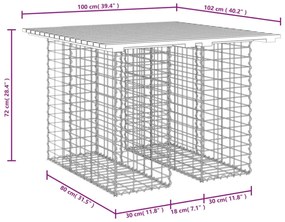 tömör fenyőfa gabion kerti pad 100x102x72 cm