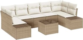 vidaXL Kerti Kanapé Szett párnával 8 pcs Beige és krém polirattan