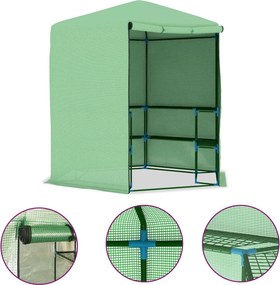 vidaXL acél melegház polcokkal 227 x 223 cm