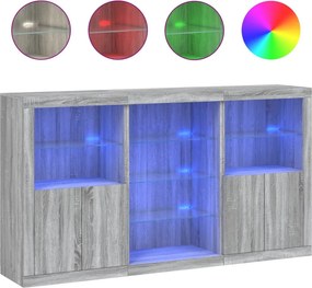 vidaXL szürke sonoma színű tálalószekrény LED-ekkel 181,5x37x100 cm