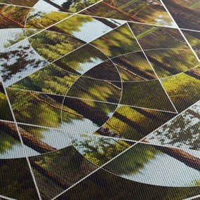 Kép - Geometrikus kollázs a skandináv erdők hátterében (90x60 cm)