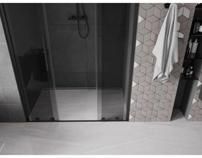 Mexen Velar Duo, tolózuhanyajtó nyitáshoz 150 cm, 8mm szürke üveg, fekete matt, 871-150-000-42-70