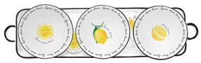 Porcelán citromos 3 db-s tálkaszett tálcával Amalfi