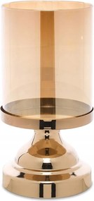 Gyertyatartó Fém Arany 25cm Üvegbúrával