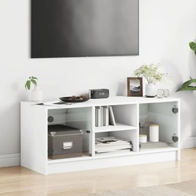fehér TV-szekrény üvegajtókkal 102 x 37 x 42 cm