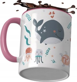 Bögre Rózsaszín Gyereknapi Ajándék Óceán Halak Medúza tengeri csillagok