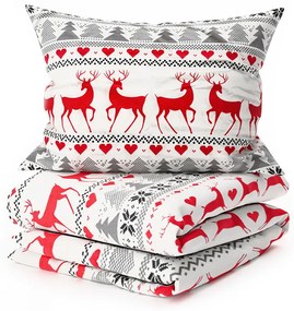 Flanel ágynemű DEER DREAMS fehér Ágyneműhuzat mérete: 2 db 70 x 90 cm | 200 x 220 cm