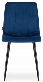 AKCIÓ Kék bársony szék LAVA fekete lábakkal II. osztály