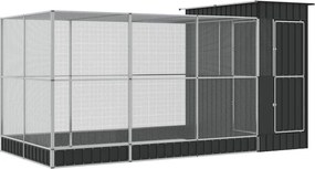 vidaXL ezüst színű acél madárház kiterjesztésekkel 416 x 203 x 216 cm