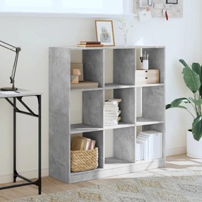 betonszürke szerelt fa könyvespolc 102 x 32 x 108 cm