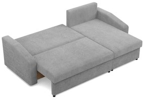 Zeus sarokkanapé, 2 ágyneműtartóval, döntött kartámasz, kordbársony, univerzális oldal, hab töltet, szürke