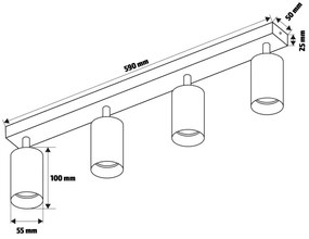 Brilagi - Spotlámpa SELE 4xGU10/30W/230V fekete/tölgy dekor