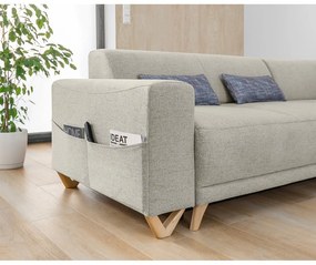 Bézs kinyitható-tárolóhelyes sarokkanapé (jobb oldali-L alakú) Classy Sophie – Miuform