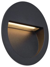 Modern fekete süllyesztett fali lámpa LED-del, IP65 - Gem