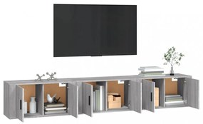 3 db szürke sonoma falra szerelhető TV-szekrény 80x34,5x40 cm