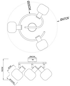 Globo 54303-3 - Spotlámpa PALLO 3xE14/40W/230V