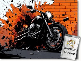 Fotótapéta Flizelina Grafika Képregény Fal Tégla Robbanás Motor 104x70,5 ragasztó