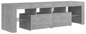 betonszürke TV-szekrény LED-lámpákkal 140 x 36,5 x 40 cm