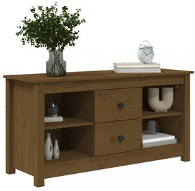 mézbarna tömör fenyőfa TV-szekrény 103 x 36,5 x 52 cm