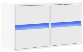 fehér falra szerelhető TV-szekrény LED-lámpákkal 80x31x45 cm
