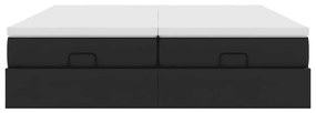 Ottomán ágykeret matracokkal Fekete 160x200cm műbőr