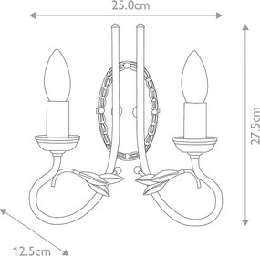 Elstead Lighting OLIVIA OV2-IVORY-GOLD Fali lámpa 2x60W/E14