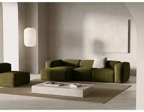 Zöld kordbársony sarokkanapé (bal oldali-heverő résszel) Bergamo – Cosmopolitan Design
