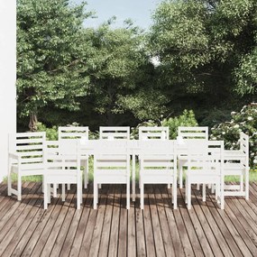 vidaXL 11 részes fehér tömör fenyőfa kerti étkezőgarnitúra