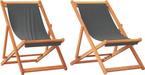 vidaXL 2 db összecsukható szürke szövet strandszék
