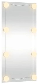 téglalap alakú üveg falitükör LED-lámpákkal 30 x 60 cm