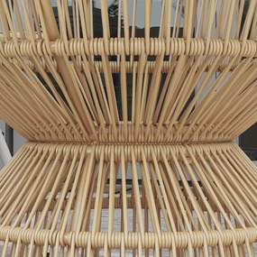 Kerek rattan kerti asztal, 60 cm átmérő, edzett üveg asztallappal