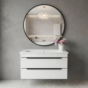 TMP IRON fürdőszobai tükör - FEKETE keret - kerek - 60 cm