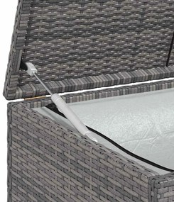 szürke polyrattan kerti tárolóláda 120 x 50 x 60 cm