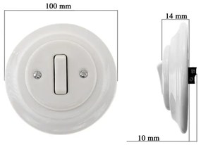 Bohemia-Design - Retro porcelán egyszerű kapcsoló 6-os kerettel, fehér