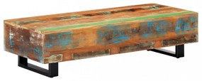 tömör újrahasznosított fa és acél dohányzóasztal 120x50x30 cm