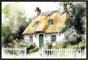 Poszter Keret Alumínium Tájkép Anglia Ház Kunyhó Kert Nádas Falu 60x40