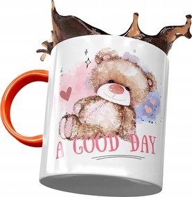 Narancssárga bögre macival Aranyos mackó ajándék fényképes nyomtatással