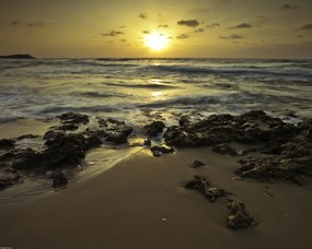 Poszter 50x40cm Naplemente a Palmachim strandon, Assaf Frank