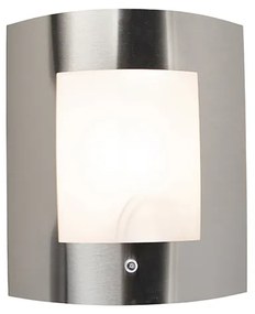 Kültéri fali lámpa acél IP44 szürkületi érzékelővel - Emmerald