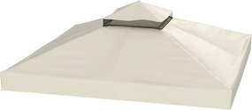 Outsunny Pavilon Csere Napernyő 3 x 3 m, vízálló pavilon tető, dupla rétegű csere borítás kerti pavilonhoz, Oxford szövetből készült, 370 g/m², Krémfe