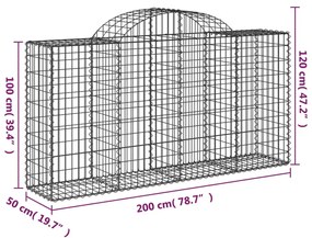 7 db íves horganyzott vas gabion kosár 200 x 50 x 100/120 cm