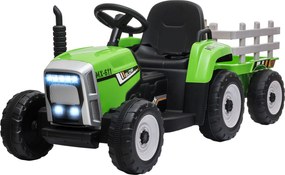 HOMCOM Elektromos Traktor Trailerrel, Gyerek Elektromos Traktor Távirányítóval, Gyerek Elektromos Autó MP3 Funkcióval, Gyermek Jármű Fényszóróval, 3-6