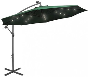 zöld függőernyő LED-del, fém rúddal 300 cm