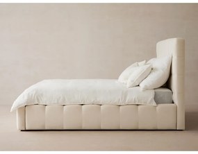 Bézs kárpitozott franciaágy tárolóhellyel, ágyráccsal 200x200 cm Bali – Cosmopolitan Design