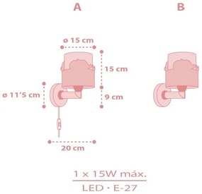Dalber 61179S - Gyerek fali lámpa WHALE DREAMS 1xE27/15W/230V rózsaszín